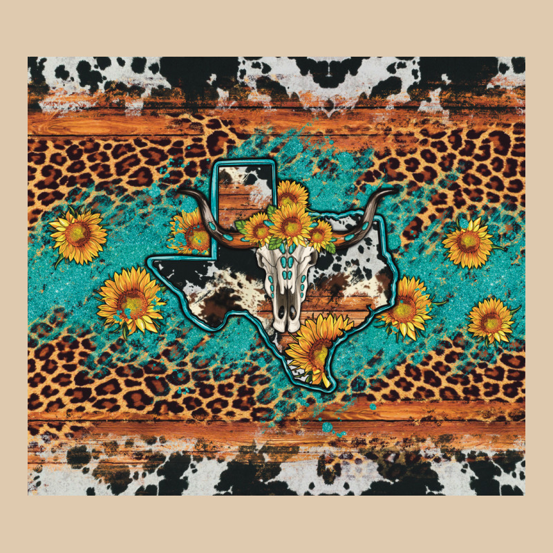 Bull Skull Texas Map Sunflower Leopard Cowhide Classic Tee by Artiststas | Teevron