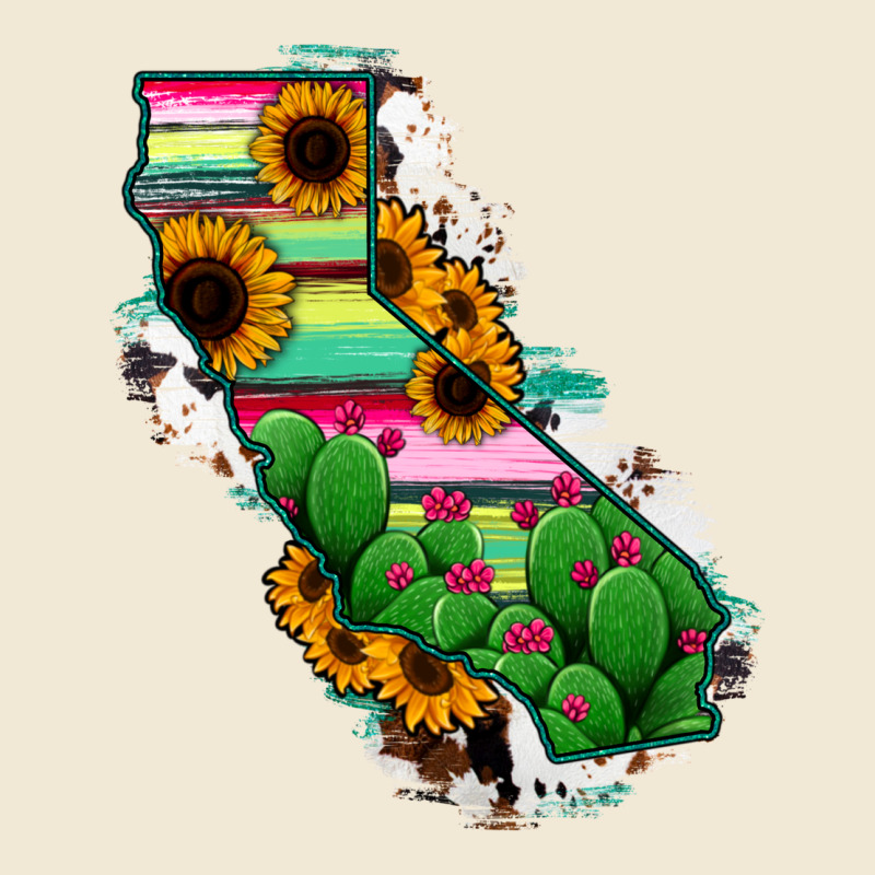 California Map Sunflower Cactus Serape Premium Tee by RanaPortraitStore | Teevron