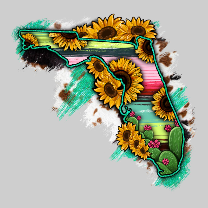 Florida Map Sunflower Cactus Serape Premium Tee by RanaPortraitStore | Teevron