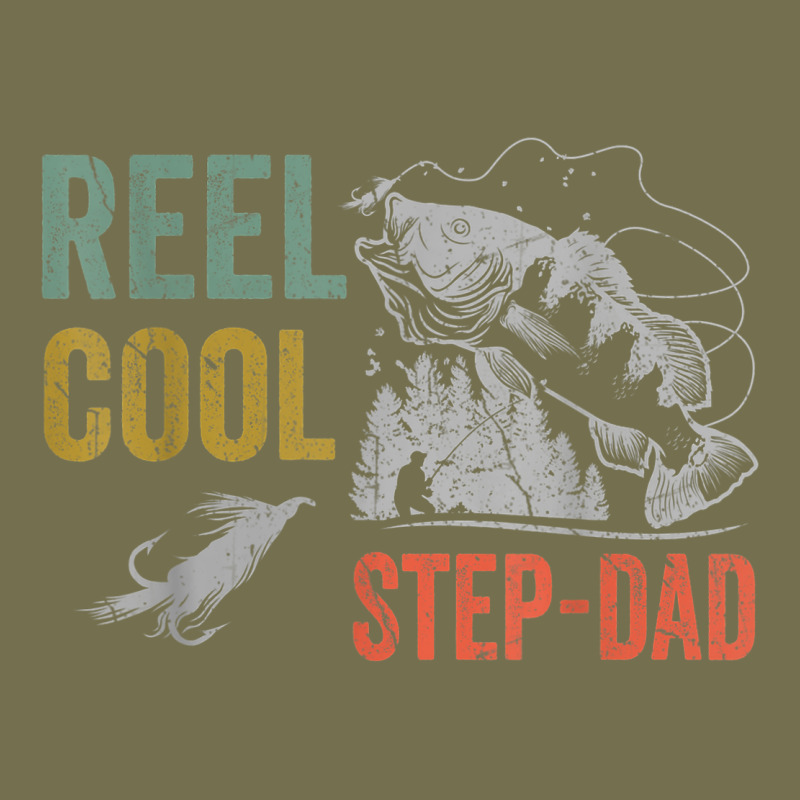 Mens Reel Cool Step Dad Fishing Funny Fathers Day Vintage Hoodie by linhVisuals | Teevron