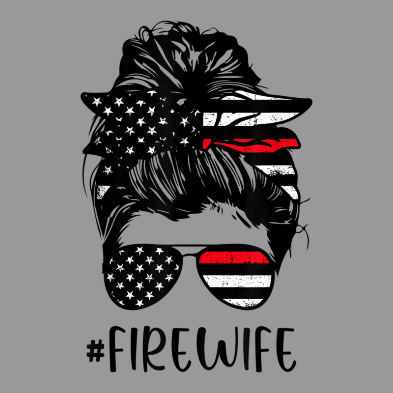 Fire Wife Messy Bun Firefighter Wife Thin Red Line Husband Vintage Hoodie by linhVisuals | Teevron