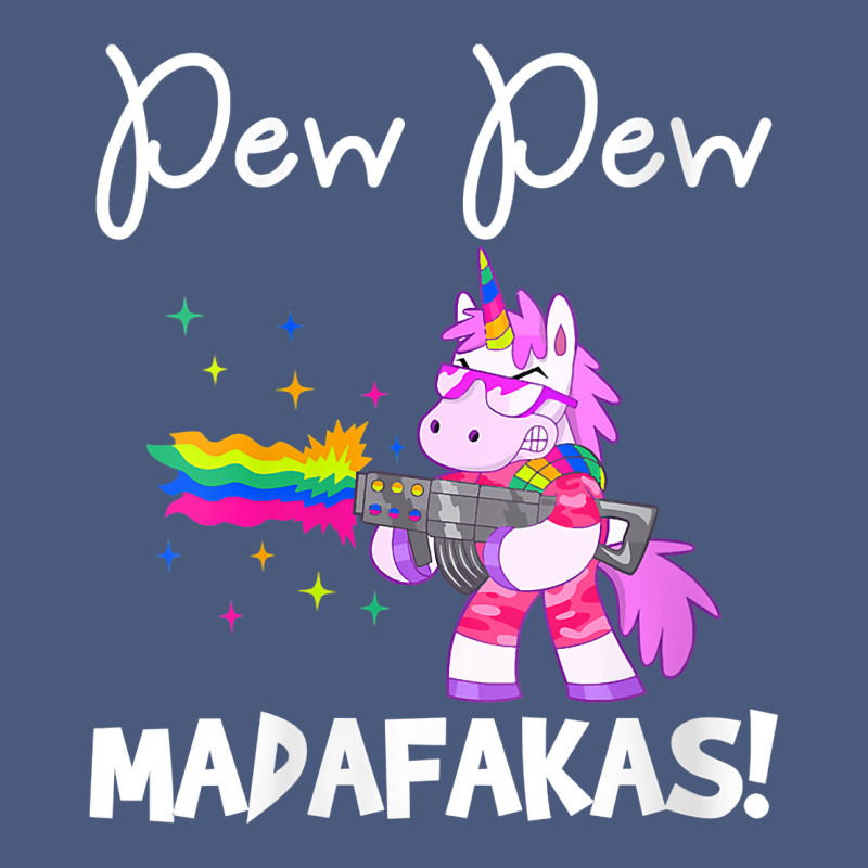 Womens Pew Madafakas Funny Fantasy Unicorn With Rainbow Gun   White V Vintage Hoodie by linhVisuals | Teevron