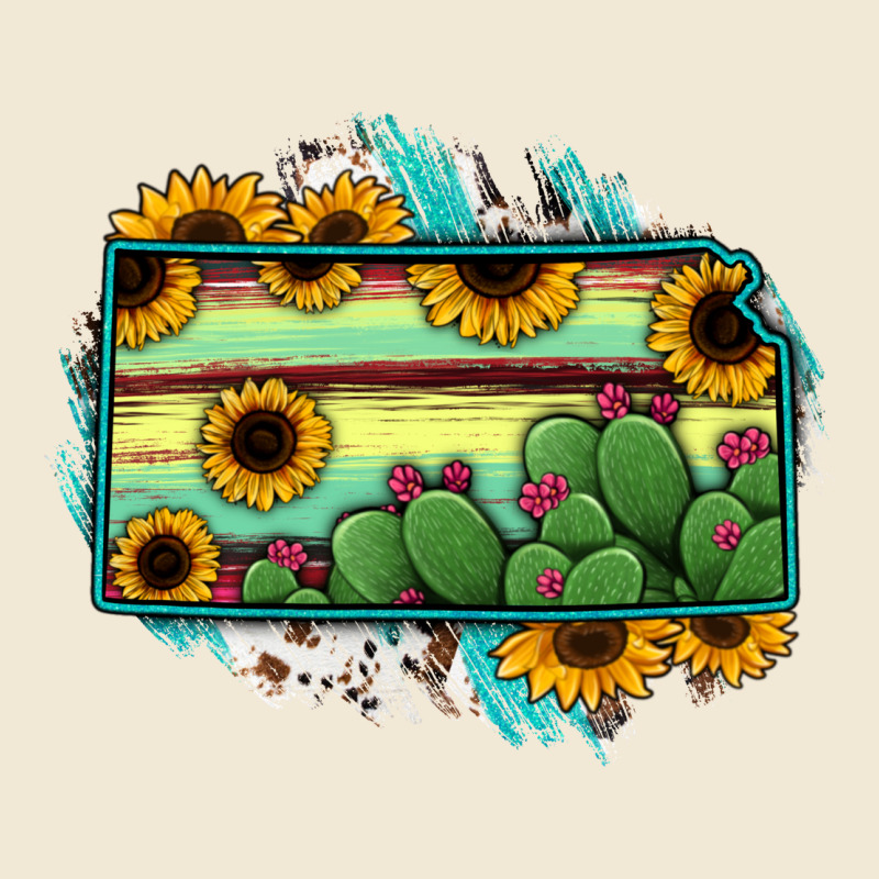 Kansas Map Sunflower Catus Serape Premium Tee by RanaPortraitStore | Teevron
