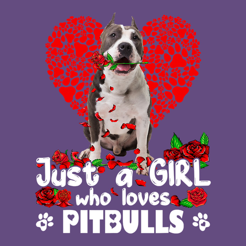 Pitbull Lover Dog Roses Funny Just A Girl Who Loves Pitbull 213 Pitbul Vintage Hoodie by linhVisuals | Teevron