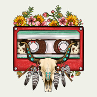 Bull Skull Sunflower Floral Cassette Urban Heavy Tee | Teevron