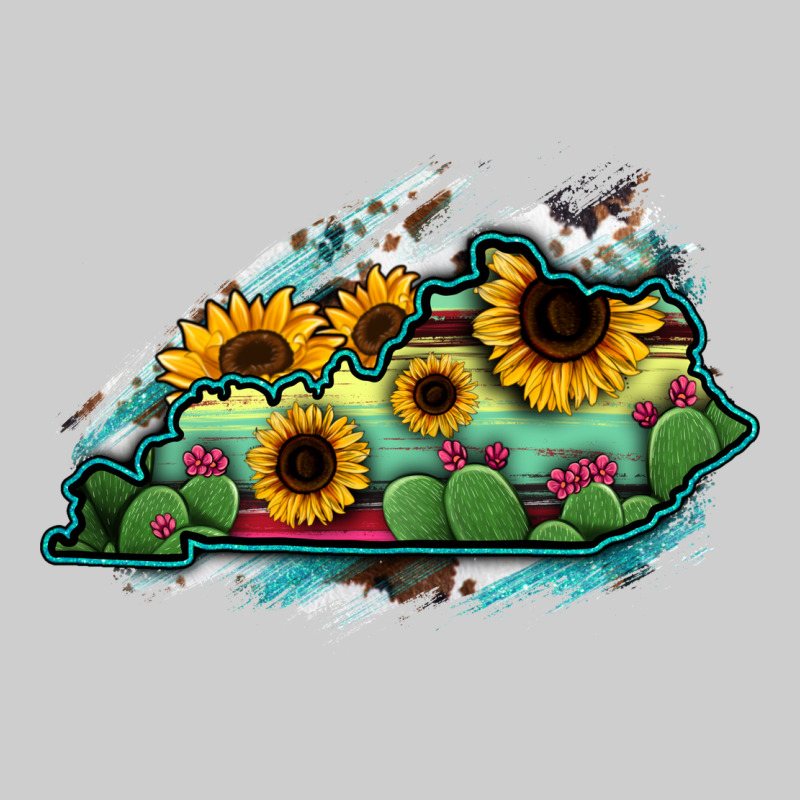 Kentucky Map Sunflower Cactus Serape Premium Tee by RanaPortraitStore | Teevron