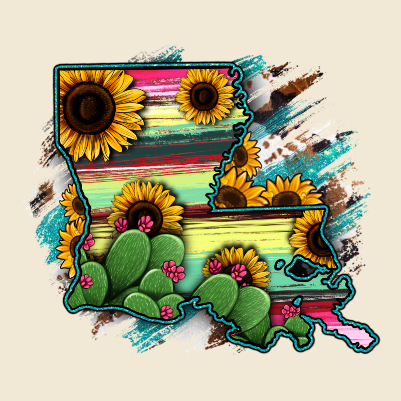 Louisiana Map Sunflower Cactus Serape Premium Tee by RanaPortraitStore | Teevron