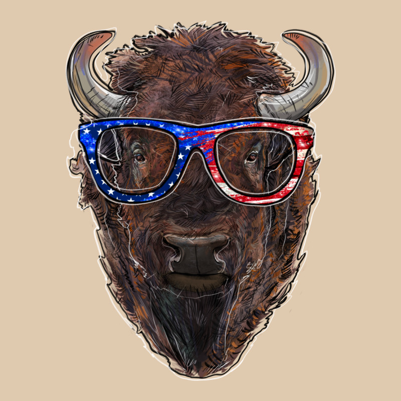 Bison With American Flag Glasses Heavyweight Sweatshirt by RanaPortraitStore | Teevron