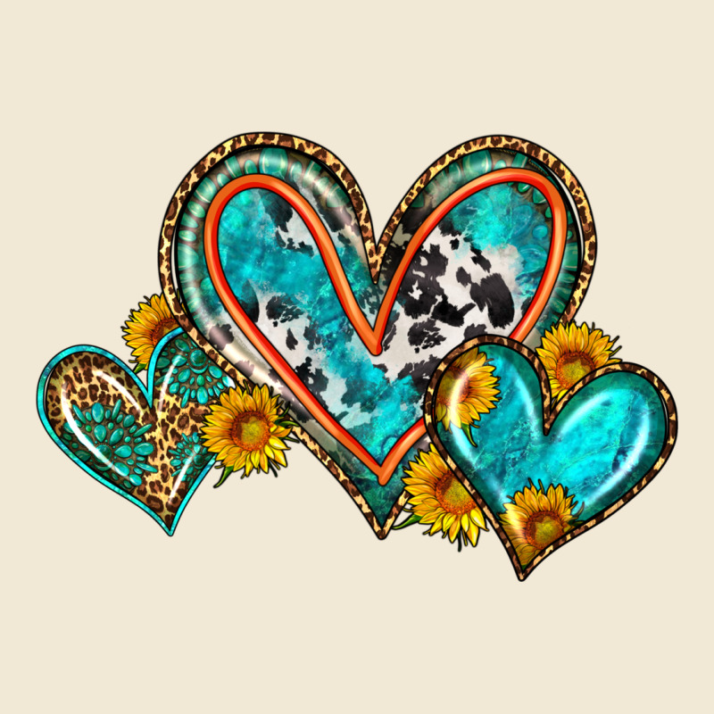 Western Leopard Turquoise Cowhide Hearts Olivia Premium Tee by OliviaCreatesArt | Teevron