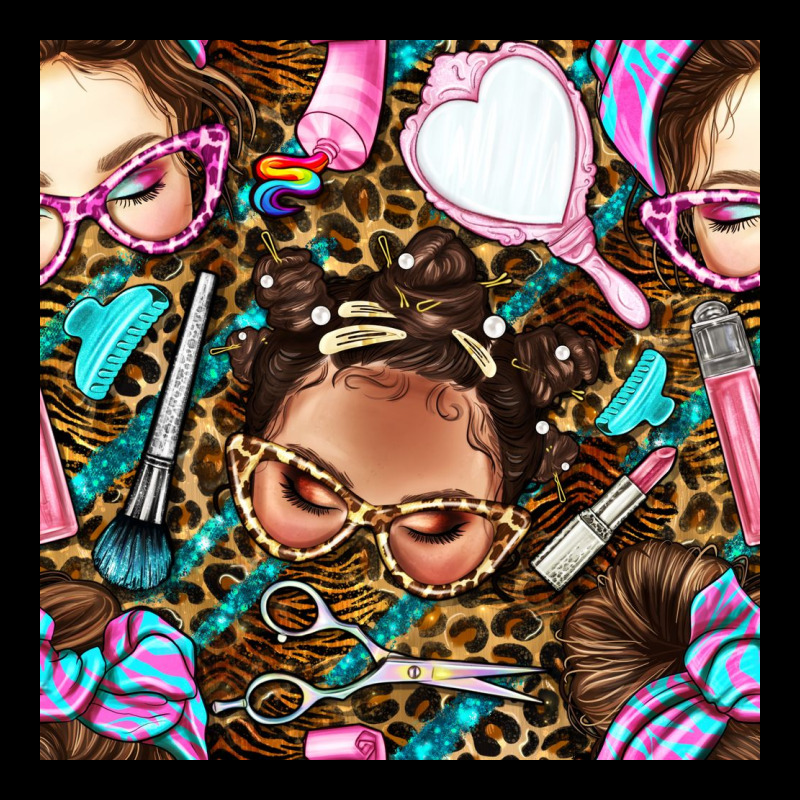 Hairdresser Messy Bun Hand Mirror And Scissors With Leopard And Tiger  Ladies Tee by BundleAndBundleShop | Teevron