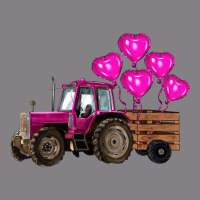 Valentines Day Pink Tractor With Pink Heart Balloo Heavyweight Hoodie | Teevron