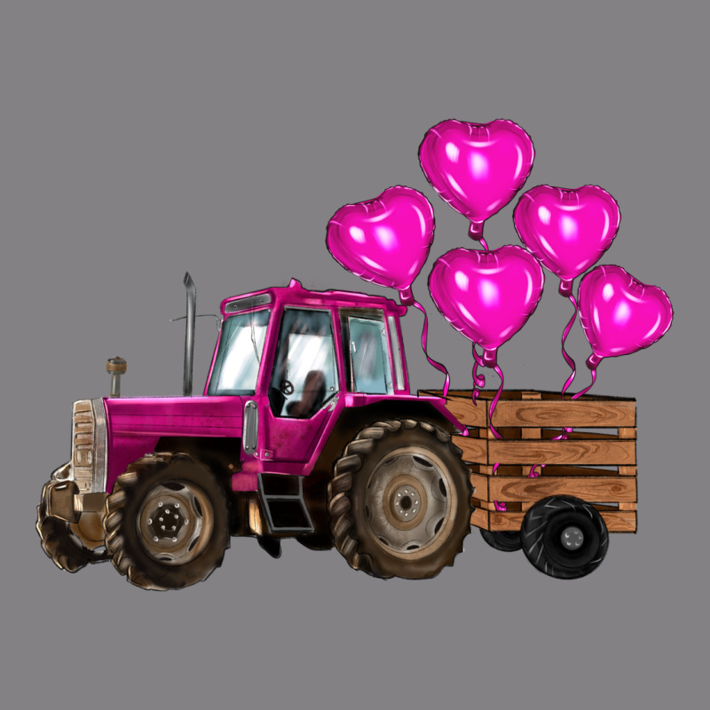 Valentines Day Pink Tractor With Pink Heart Balloo Heavyweight Hoodie by RanaPortraitStore | Teevron