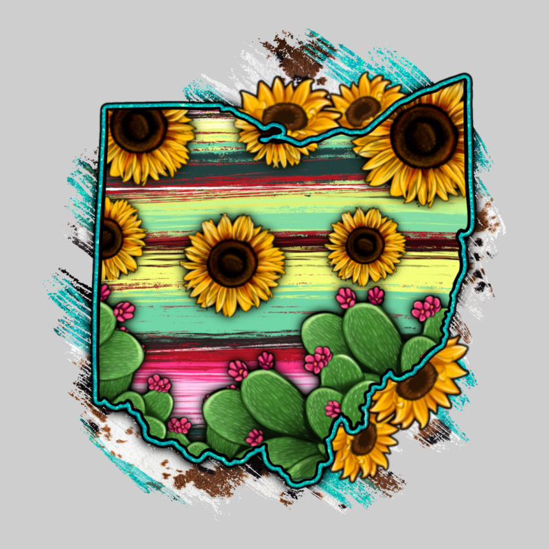 Ohio Map Sunflower Cactus Serape Premium Tee by RanaPortraitStore | Teevron