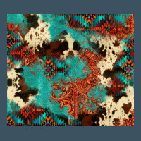 Serape Turquoise Glitter Cowhide  Tooled Leather  Tumbler Urban Heavy Tee | Teevron