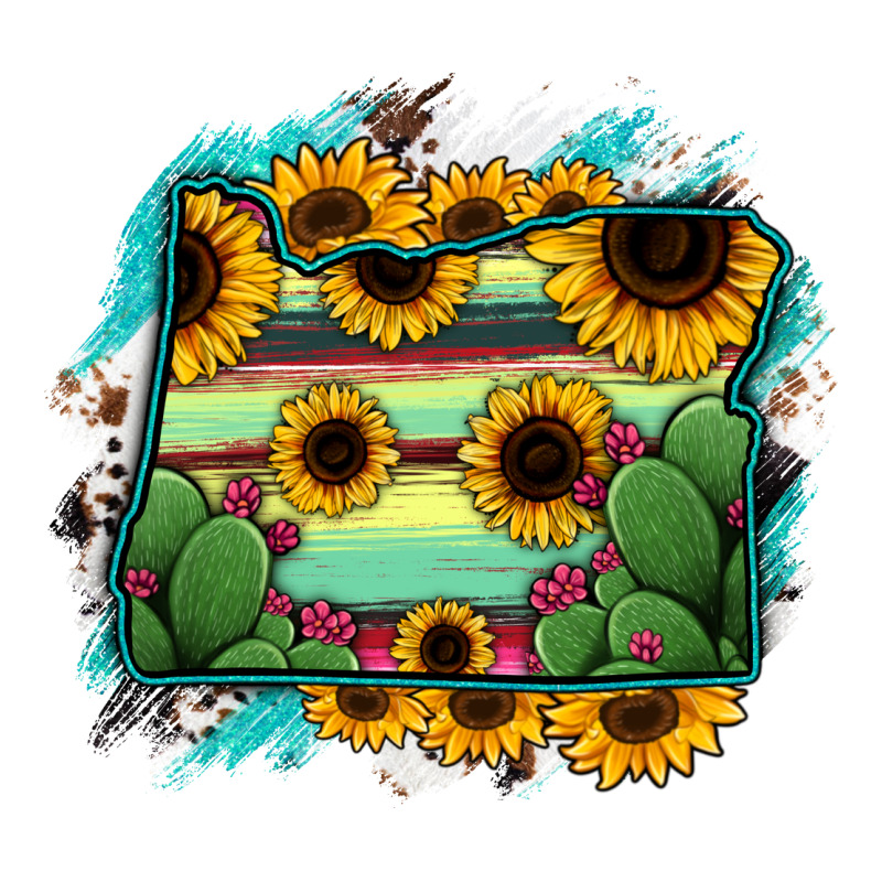 Oregon Map Sunflower Cactus Serape Premium Tee by RanaPortraitStore | Teevron