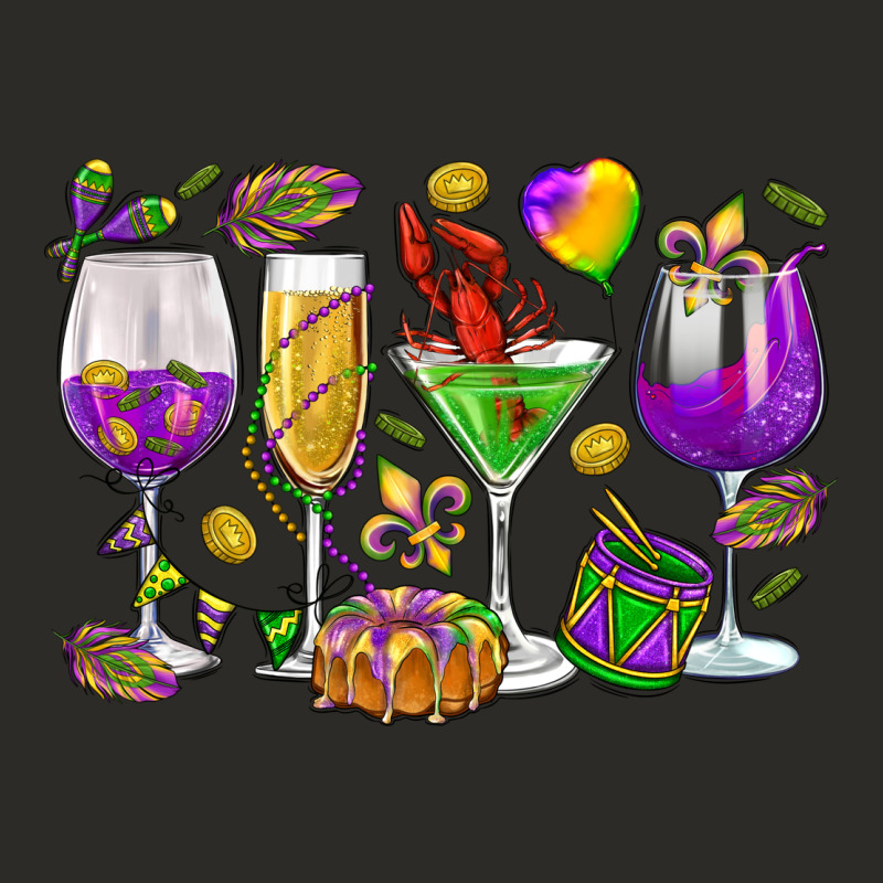 Mardi Gras Wine Glasses Heavy Core Tee by HowdyJamesFarm | Teevron