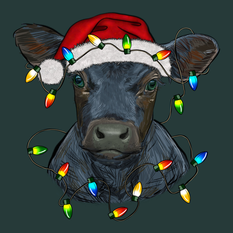 Christmas Baby Black Angus Calf With Lights Premium Sweatshirt by RanaPortraitStore | Teevron