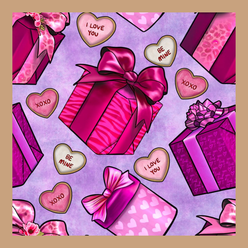 Valentines Day Gift Box And Cookie Seamless Pattern Vintage Tee by BundleAndBundleShop | Teevron