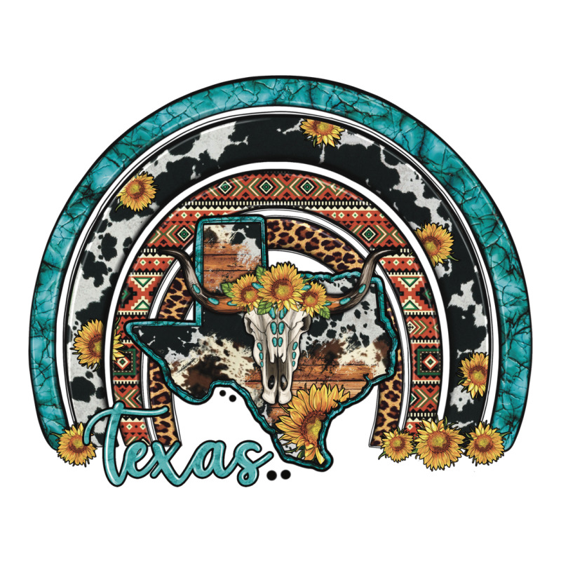 Texas Map Sunflower Leopard Cowhide Aztec Turquoise Gemstone Rainbow Classic Tee by Artiststas | Teevron