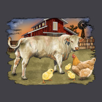 Charolaris Bull And Chicken In Barnyard Heavyweight Hoodie | Teevron