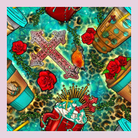 Faith Coffee Cup And Cross With Leopard And Roses Seamless Pattern Bbs Ladies Tee | Teevron