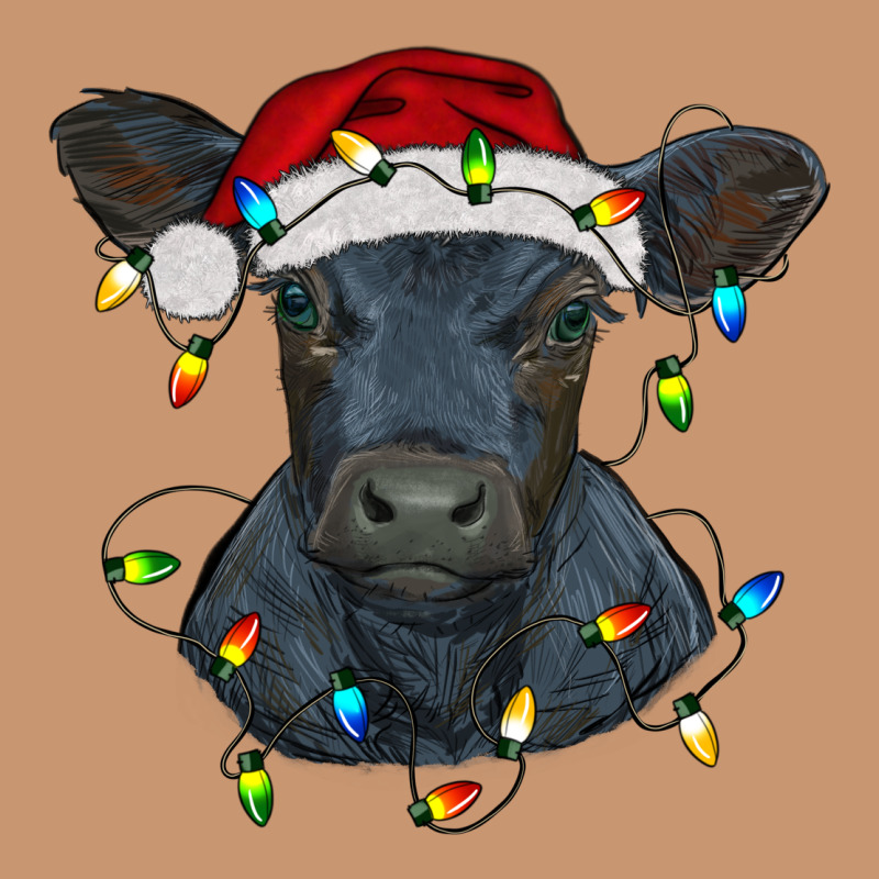 Christmas Baby Black Angus Calf With Lights Heavyweight Hoodie by RanaPortraitStore | Teevron