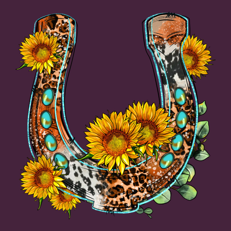 Western Leopard Cowhide Sunflowers Horseshoe Premium Tee by OliviaCreatesArt | Teevron