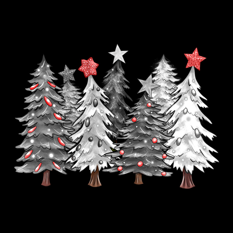 Black And White Christmas Trees With Lights Premium Tee by FaDigitalArtStudio | Teevron