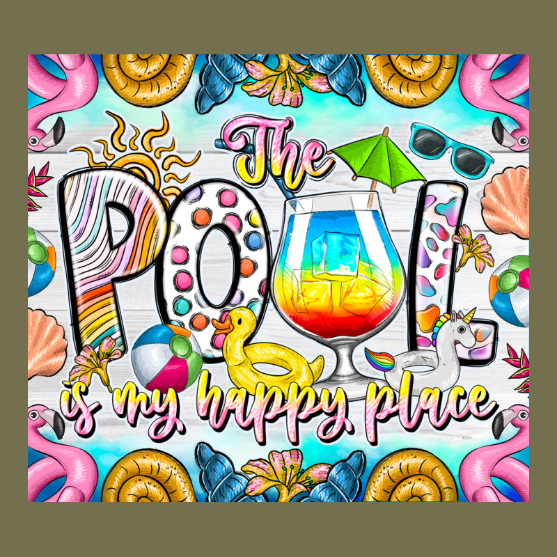 The Pool Is My Happy Place Vintage Hoodie by CowhideDigitalArt | Teevron