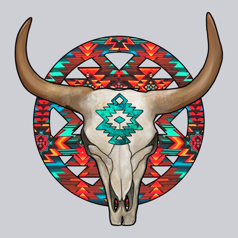 Turquoise Aztec Bullskull Heavyweight Sweatshirt by JahusDesignShop | Teevron