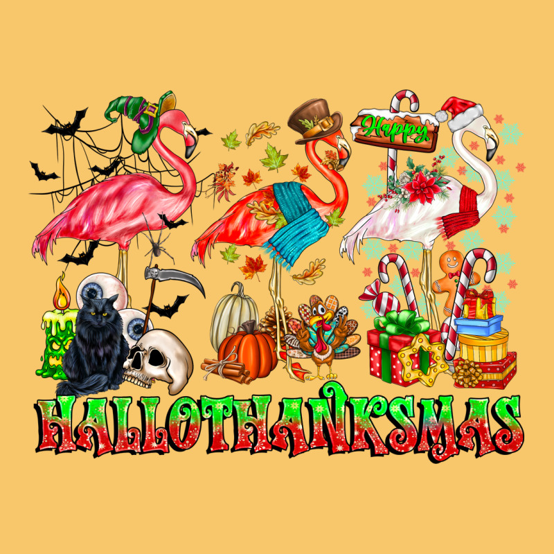Happy Hallothanksmas Flamingo Vintage Hoodie by CowhideDigitalArt | Teevron