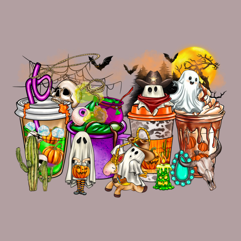 Halloween Western Boo Coffee Cups Vintage Hoodie by CowhideDigitalArt | Teevron