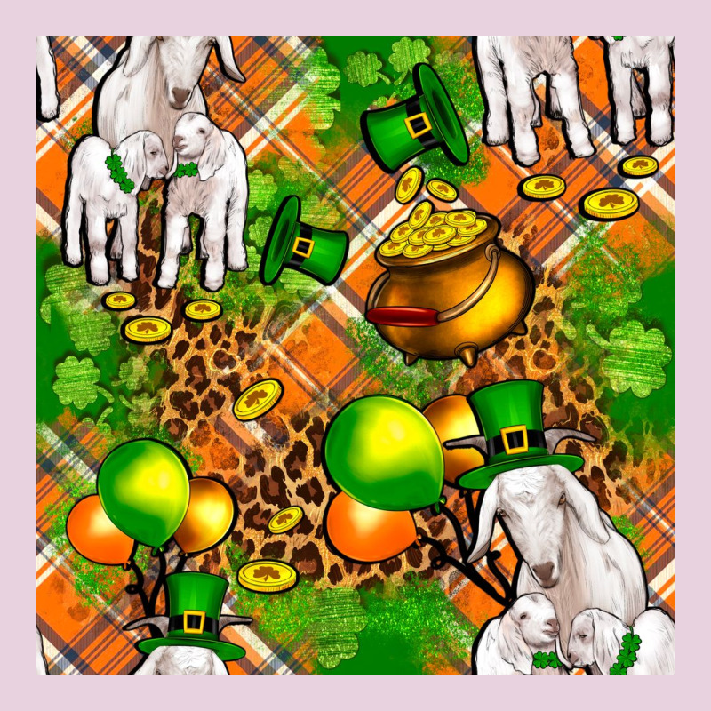 St. Patrick's Goat Family With Balloons Seamless Ladies Tee by FaDigitalArtStudio | Teevron
