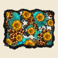 Cowhide Leopard Turquoise Sunflowers Pattern Olivia Premium Tee | Teevron