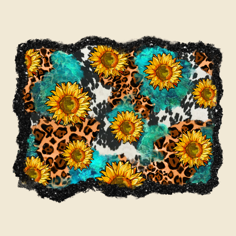 Cowhide Leopard Turquoise Sunflowers Pattern Olivia Premium Tee by OliviaCreatesArt | Teevron