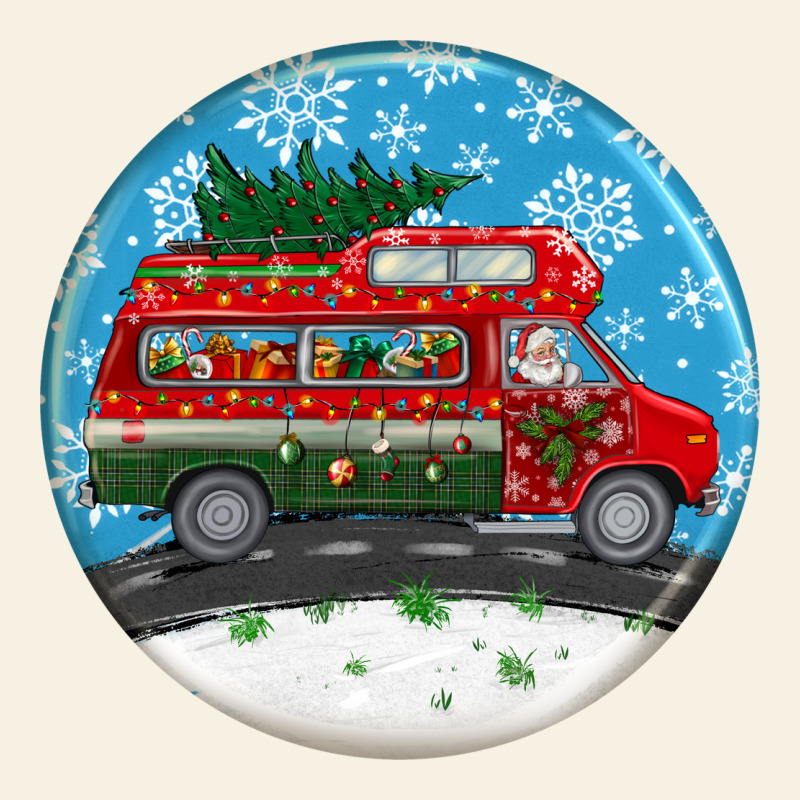 Santa Claus With Retro Van  Christmas Ornament Vintage Tee by BundleAndBundleShop | Teevron