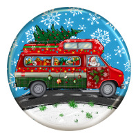 santa claus with retro van  christmas ornament | Teevron