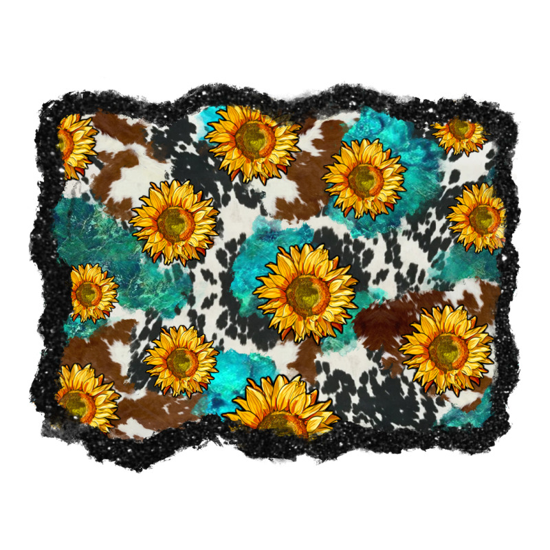 Cowhide  Turquoise Sunflowers Pattern Olivia Premium Tee by OliviaCreatesArt | Teevron