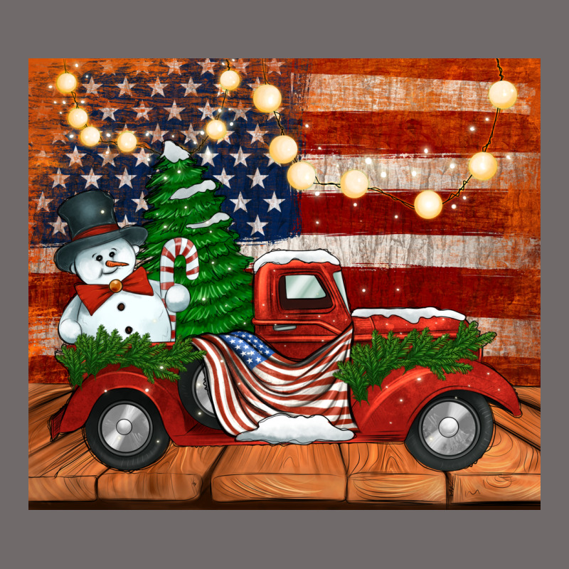 Christmas Truck With American Flag Urban Heavy Tee by Jasminsmagicworld | Teevron