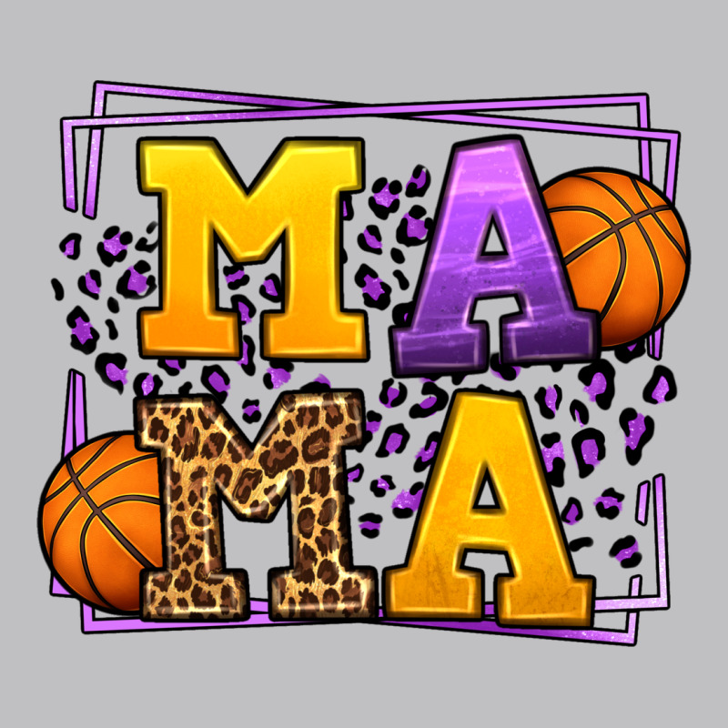 Purple And Gold Basketball Leopard Frame Mama Long Sleeve Tee by LillyAllenDesigns | Teevron