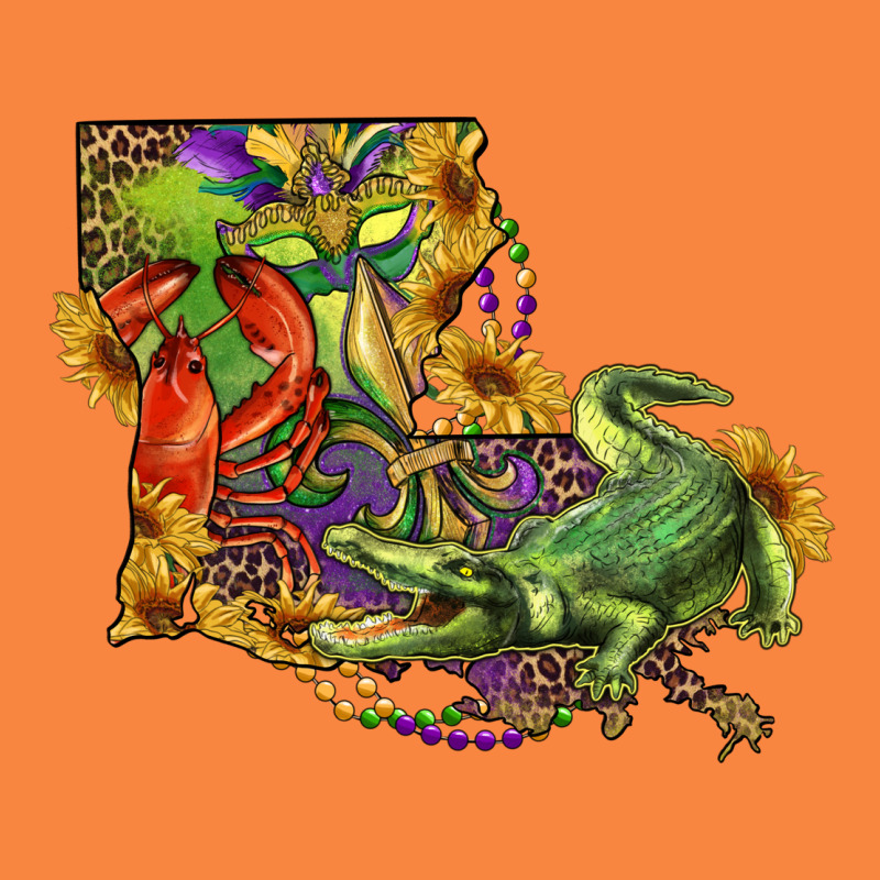 Louisiana Map With Mardi Gras Crocodile Premium Sweatshirt by RanaPortraitStore | Teevron