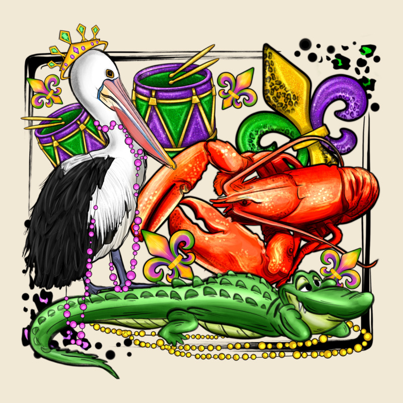 Mardi Gras Pelican Crawfish Crocodile Premium Tee by OliviaCreatesArt | Teevron