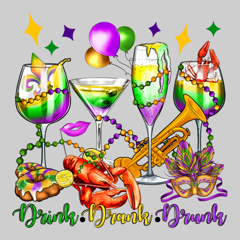 Drink Drank Drunk Mardi Gras Wine Glasses Olivia Premium Tee by OliviaCreatesArt | Teevron