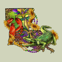 Louisiana Map With Mardi Gras Crocodile Heavyweight Hoodie | Teevron