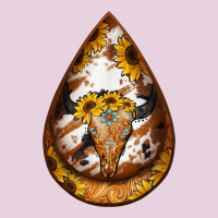Sunflower Tooled Leather Bullskull Teardrop Earrings Classic Tee | Teevron