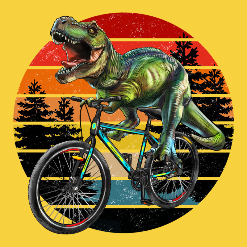 T Rex Dinosaur Riding Bicycle With Retro Forest Sunset Premium Sweatshirt by RanaPortraitStore | Teevron