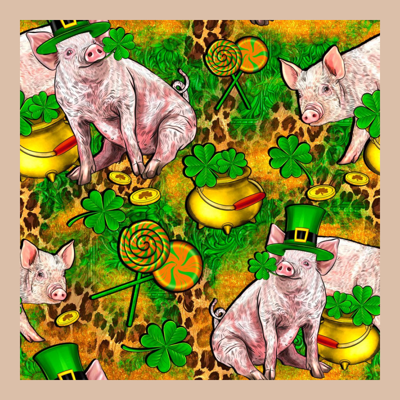 St Patricks  Day Pig With Candy And Pot Of Gold  Seamless Pattern Urban Heavy Tee by FaDigitalArtStudio | Teevron