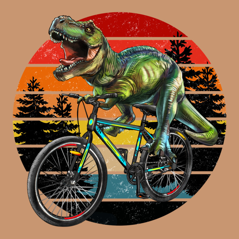 T Rex Dinosaur Riding Bicycle With Retro Forest Sunset Heavyweight Hoodie by RanaPortraitStore | Teevron