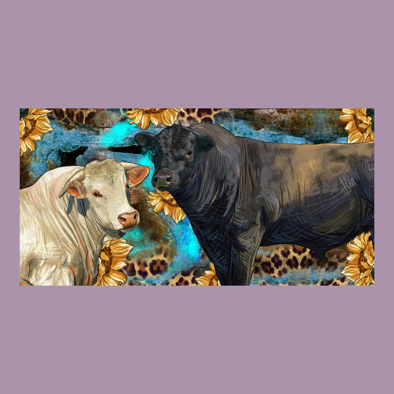 Charolais And Black Angus Bull With Sunflower And Leopard Heavyweight Hoodie by RanaPortraitStore | Teevron