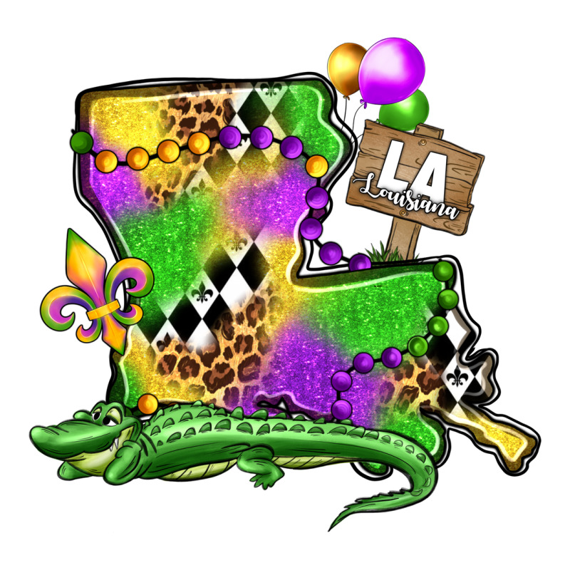 Louisiana Map Alligator Mardi Gras Olivia Premium Tee by OliviaCreatesArt | Teevron